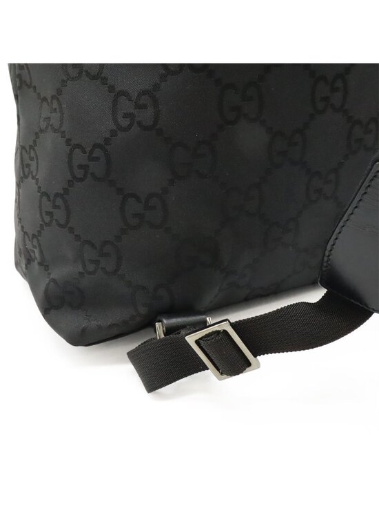 Gucci GG Nylon Backpack Leather Black Silver main image 5